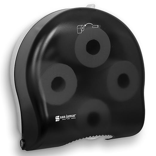 San Jamar Classic Carousel Tissue Dispenser with Biokleen Handle for Bathroom, Plastic, 1.5 Inch Core, Black, (Pack of 6)