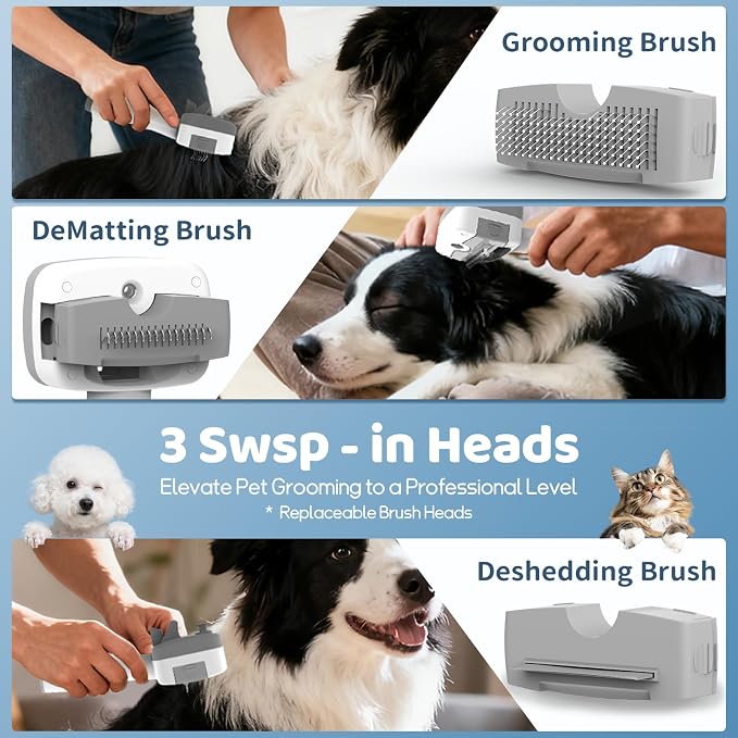 Dog Grooming Vacuum,Pet Grooming Vacuum with 2L Dust Cup & 13000Pa Suction, 6-in-1 Low Noise Pet Grooming Kit with Clipper & Steam Brush for Shedding, Professional Dog Vacuum for Dogs & Cats