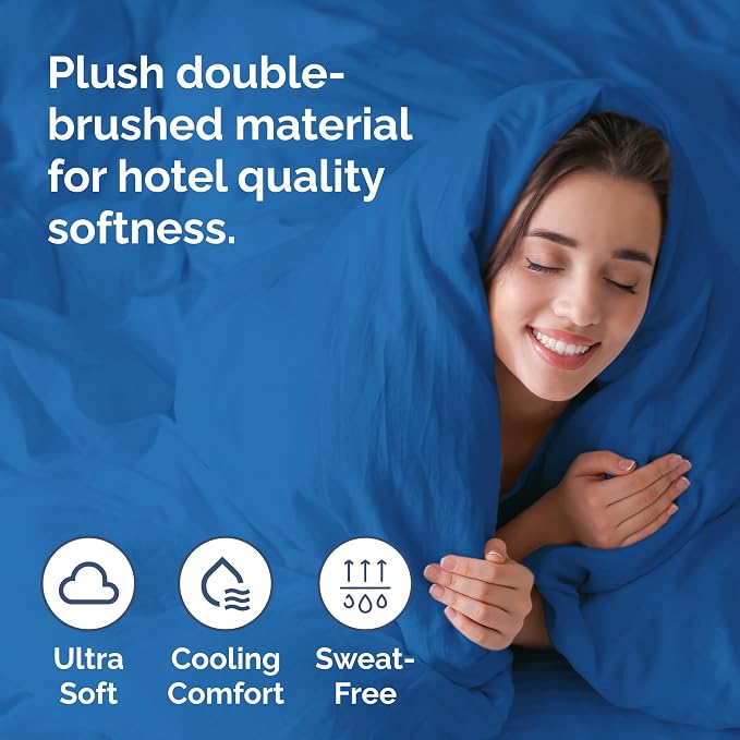 Duvet Cover Full Size Set - Extra Soft Full Duvet Cover 80" x 90" with 2 Pillow Shams for Women, Men, Kids & Teens - Hotel Luxury, Easy-Care w/ Zipper Closures & Ties - Comfy & Breathable (Royal Blue)