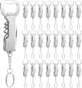 24 Pcs Bottle Opener Keychain Bulk Wine Bottle Beer Opener Keychain 3.27" Stainless Steel Corkscrew Waiter Corkscrew Wine Keyring Gifts for Christmas Bar Party Wedding Home (Silver)