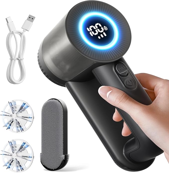 BAHREL Rechargeable Fabric Shaver, 2 in 1 Electric Lint Remover with Lint Brush, Fuzz Lint Shaver, Sweater Shaver to Remove Pilling, Fabric Defuzzer for Clothes, Furniture (Color : Black)