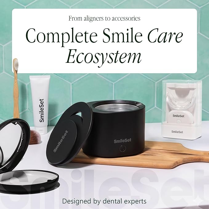 Premium Rechargeable 42000 Hz Ultrasonic Cleaner 200 ml with UV Sanitizer for Clear Aligners, Retainers, Mouthguards, Dentures, & Night Guards – Deep Cleaning Dental Appliance Cleaner - Black