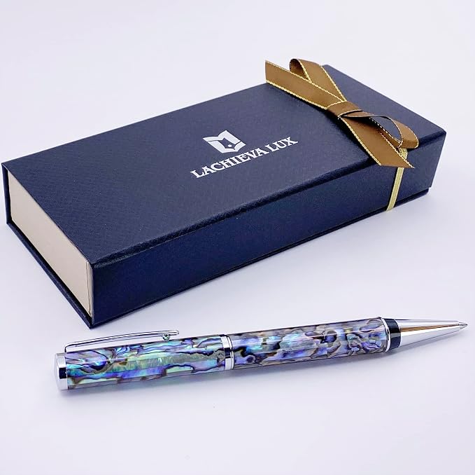 LACHIEVA LUX Abalone Shell Ballpoint Pen, Luxury Executive Gift Set, Fancy Pen for Men & Women, German P900M Refill, Ocean Dream Collection