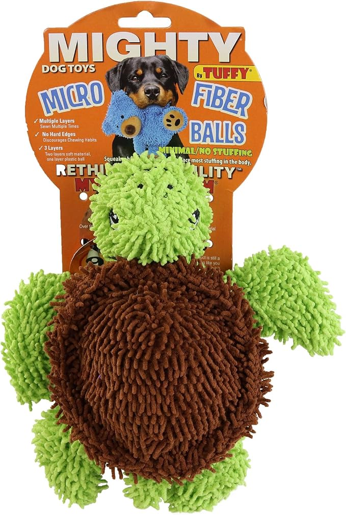 MIGHTY® 2 Pack Microfiber Medium Turtle Dog Toys | Ultra Durable Plush Toy with Multiple Layers & Reinforced Seams , Washable and Floats , Mighty® Construction