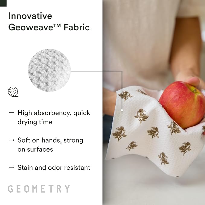 GEOMETRY Dishcloth – Evergreen Collection – Quick-Dry, Ultra-Absorbent, Reusable Microfiber Kitchen Towels for Drying & Cleaning - Willow Stone - 6 Pieces