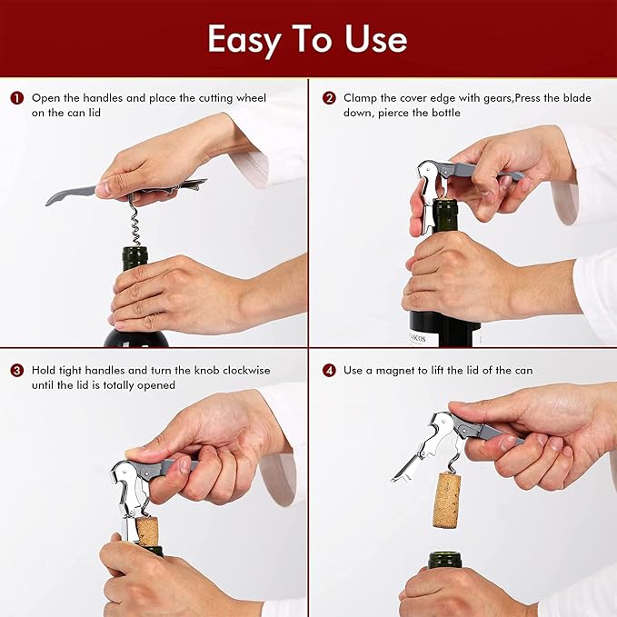 RECUTMS 12 Pack Wine Opener,Waiter Corkscrew Wine Key for Servers（Gray） | Heavy Duty Stainless Steel Fold Beer or Bottle Opener Serrated Foil Cutter,Perfect for Bars,Restaurants,Family,Company Party