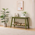 KB Designs - Contemporary Rectangle Storage Bench with Streamlined Design Polished Bottom Shelf for Books Shoes and Magazines Versatile Seating and Entryway Organization - Avocado