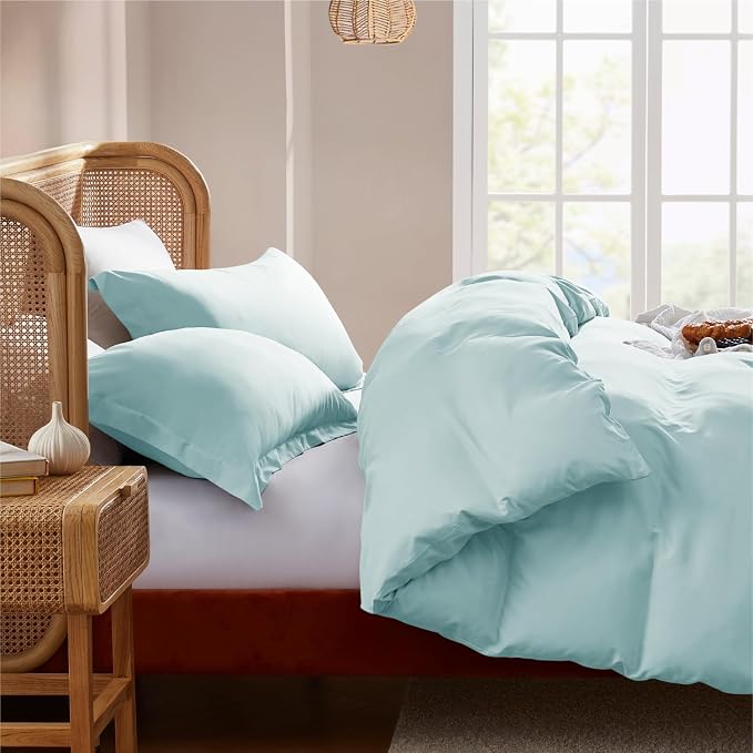 Nestl Twin Duvet Cover Set - Soft Double Brushed Light Blue Duvet Cover Twin/Twin XL, 2 Piece, with Button Closure, 1 Duvet Cover 68x90 inches and 1 Pillow Sham
