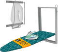 Ironing Board 36.2" x 12.2" Wall Mounted Compact Fold Down | Green and Gray, Space-saving design, cotton cover, compact fit for laundry rooms and closets with Iron Holder