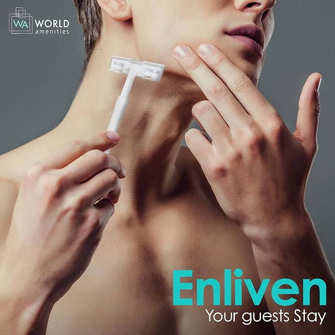 World Amenities Shave Kit (Clear Frosted Sachet) - Hotel Amenities 288 count - Includes Twin Blade Razor and Moisturizing Shave Cream