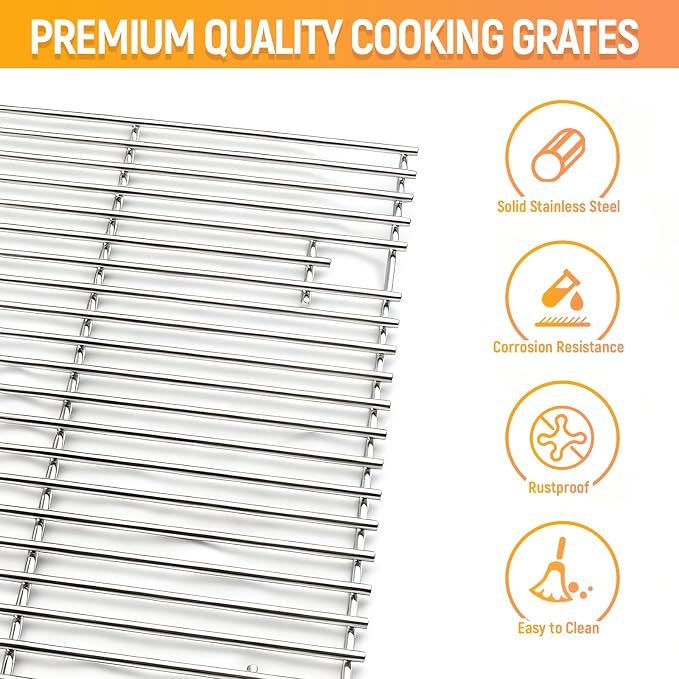 Grill Heat Plate Cooking Grate Replacement Set for Cuisinart CGG-306 | Flame Tamer & Grill Grate Fit for Nexgrill 820-0033 820-0015 820-0007, Megamaster 820-0033M