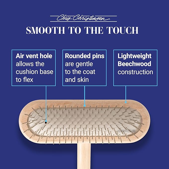 Chris Christensen Mini Grooming Brush - Comfortable High-Grade Stainless-Steel Rounded and Polished Pins - Removes Long & Loose Hair from Dogs & Cats