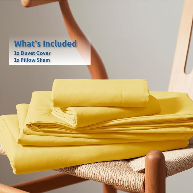 Nestl Twin Duvet Cover Set - Soft Double Brushed Yellow Duvet Cover Twin/Twin XL, 2 Piece, with Button Closure, 1 Duvet Cover 68x90 inches and 1 Pillow Sham