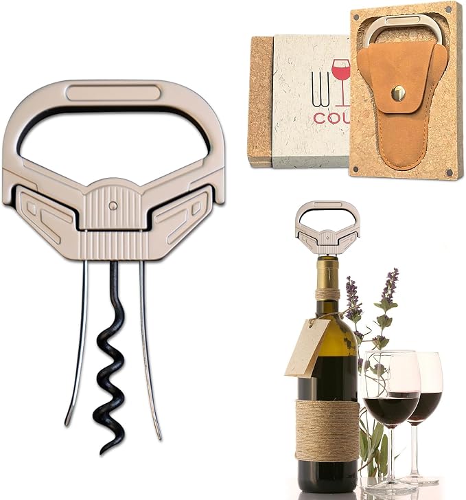 Sleek 3-in-1 Ah So Wine Opener & Two Prong Cork Remover | Vintage cork saver,3-IN-1 versatility,Sleek Design,Sommelier Essential,Portable with Sheath