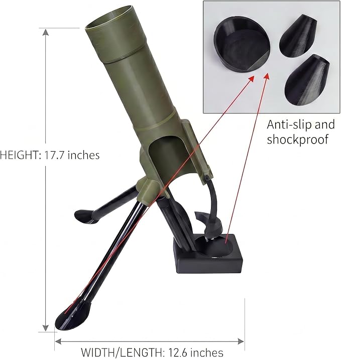 Mortar Bottle Opener Beer Cap Launcher for 12oz Bottles | 2.6In Wide Mortar Muzzle, 4 Adjustable Arms,Heavy Duty Military Bar Decor - Fun Gift for Men, Veterans, Dads