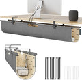 No Drill Under Desk Cable Management Tray, 45.2" Felt Cord Organizer | Convertible Cable Tray & Privacy Panel, Clamp or Screw Mount, Pegboard Wire Management, Dual-Layer Felt, Standing Desk