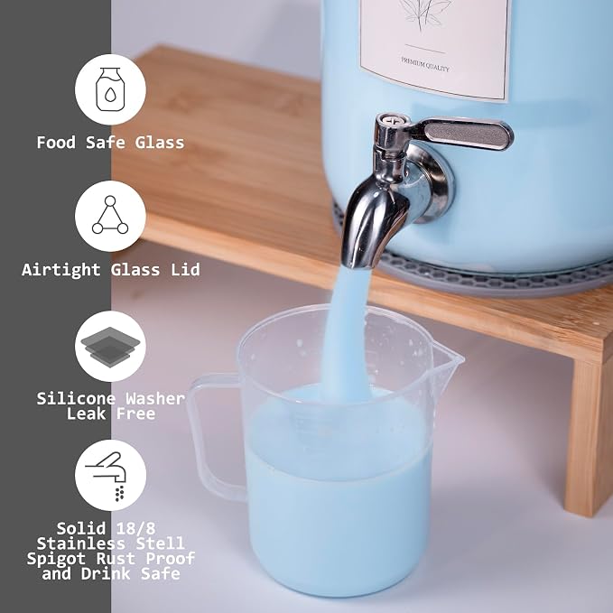 2 Pack Glass Laundry Detergent Dispenser,Sturdy glass Fabric Softener Dispenser With Leak Proof Pump,Reusable Container & Bamboo Stand-108Oz Big Laundry Soap Container For Washer Room Organization (2)
