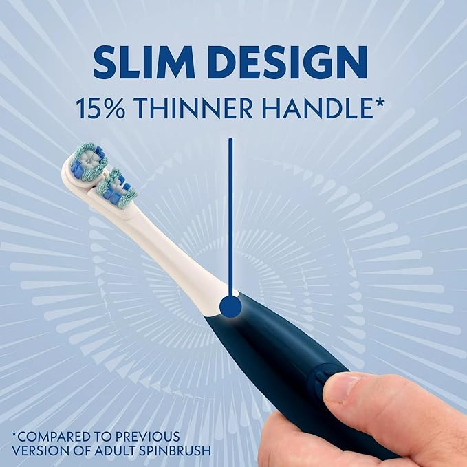 Spinbrush Smart Clean Electric Toothbrush for Adults – Value Pack 2 Brushes + 2 Replacement Heads, Battery Powered, Removes Plaque, Reduces Stains 50%, 2-Min Auto Shutoff, Soft Bristles