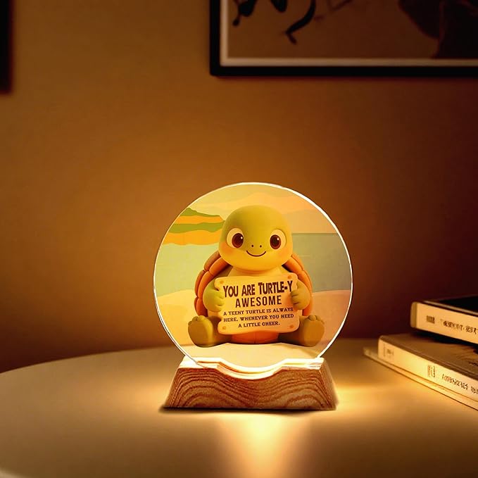 ZHSHWAT Turtle Gifts LED Light Up Crystal Turtle Decor, Christmas Birthday Thanksgiving Retirement Gifts for Women Men, Inspirational Turtle Gifts for Women, Cute Desk Decor with Encouraging Message