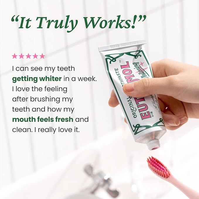 EUTHYMOL Whitening Toothpaste, Stain Removal in 2weeks | 3.7 floz*3 (3Pack) | Whitening Toothpaste for sensitive Gum & Teeth, Stain Removal in 2 Weeks, Bad Breath, Cavity Prevention, Aluminum Tube