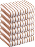 JML Microfiber Beach Towels, 6 Pack, 30" x 60", Cabana Stripe Coffee | Hanging Loop, Absorbent, Quick Dry, For Adults, Travel, Summer Party, Sport, Swimming, Pool, Yoga, Camping