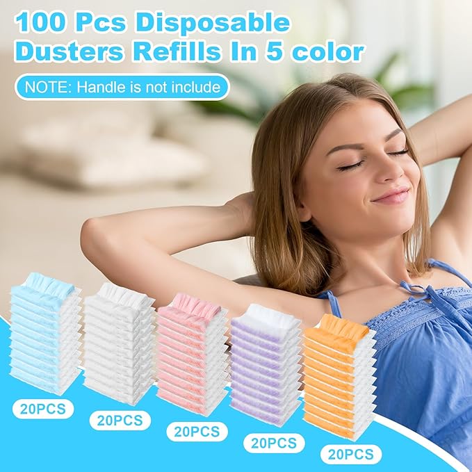 Mimorou 100 Pcs Disposable Dusters Refills Bulk Heavy Duty 180° Multi Surface Replacement Dusters for Cleaning Ceiling Fan with Microfibers Unscented (Modern Colors)