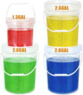 3 Pack 2.6 Gal & 1.3 Gallon Bucket with Lid, Clear Plastic Food Storage Containers, Food Grade Buckets with Lids for Ice Cream, Dog Food, Water, Large Quart Container with Handle