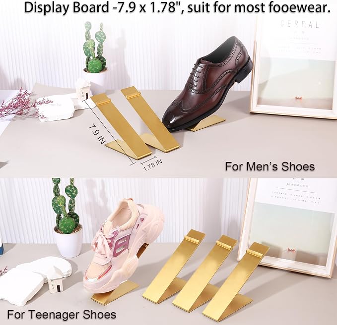 4-Pack Gold Stainless Steel Shoe Display Stand | Freestanding High Heels Display Stands,Suitable for retail stores and personal displays shoe display racks for men and women