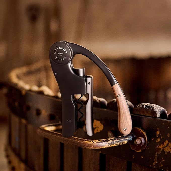 L’Atelier du Vin Oeno Motion Black & Wood Lever Corkscrew | Luxury Wine Bottle Opener Premium Gift Box Hand Made Wine Tasting Accessories, Sommelier, Bartenders, Table Centerpiece Designed In France