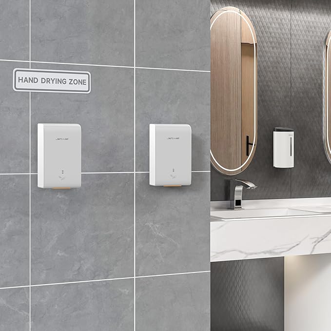 JETWELL ADA Compliant Hand Dryer, ABS Plastic Cover Hard Wired Design, AC 110V-130V JW2825 (White)