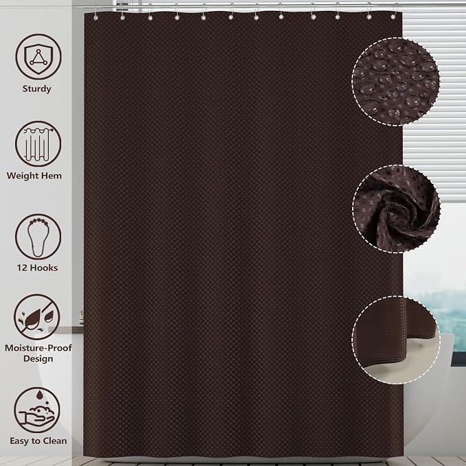 XLHOMO Bathroom Accessories Set - 25PC Brown Bathroom Set, Bathroom Set with Shower Curtain and Rugs, Brown Shower Curtain Set, Toilet Brush, Bathroom Trash Can