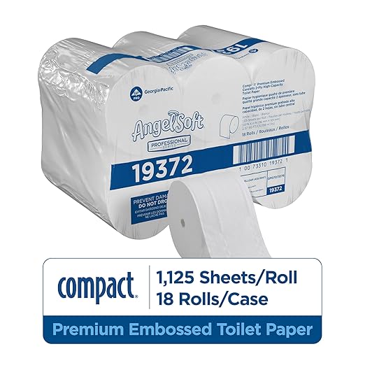 Georgia-Pacific Angel Soft Professional Series -19372 Compact Coreless 2-Ply Recycled Toilet Paper by GP PRO (Georgia-Pacific), White, 1,125 Sheets Per Roll, 18 Rolls Per Case