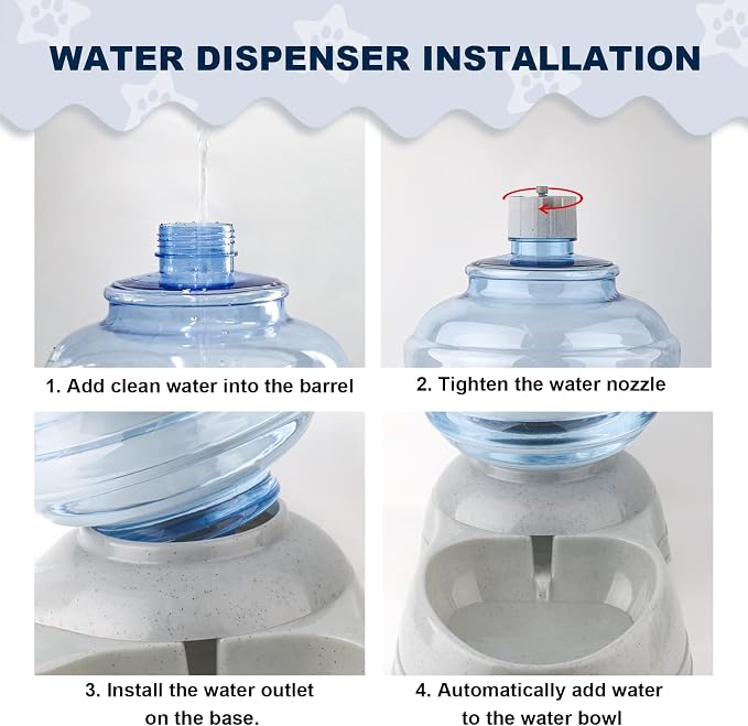 3 Gallon Large Dog Water Dispenser, Automatic Gravity Pet Waterer Station for Large Dogs and Multiple Pets, Indoor/Outdoor Dog Water Bowl with Anti-Slip Base, BPA-Free, Grey
