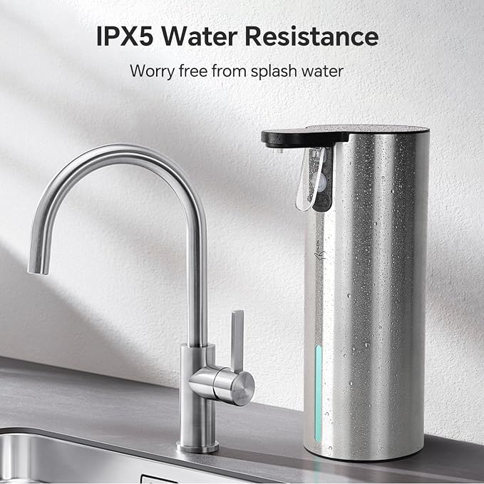 LAOPAO Electric Dish Soap Dispenser for Kitchen, Rechargeable Touch Liquid Hand Soap Dispenser for Bathroom, Stainless Steel Soap Pump, Water-Resistant,11.8oz, Xmas Gift