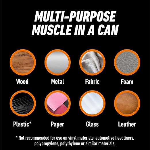 Gorilla Heavy Duty Spray Adhesive, Multi Purpose & Repositionable, Clear, 14 oz (Pack of 1) Bonds Paper, Cardboard, Foam, Fabric, Photo Safe, Non-Yellowing, Indoor & Outdoor