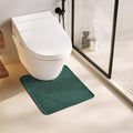 TYUU Toilet Rug, Thin Toilet Rugs U Shaped Washable Non Slip Absorbent Quick Dry Low Pile Toilet Mat, Dark Green 20"x24" U Shape
