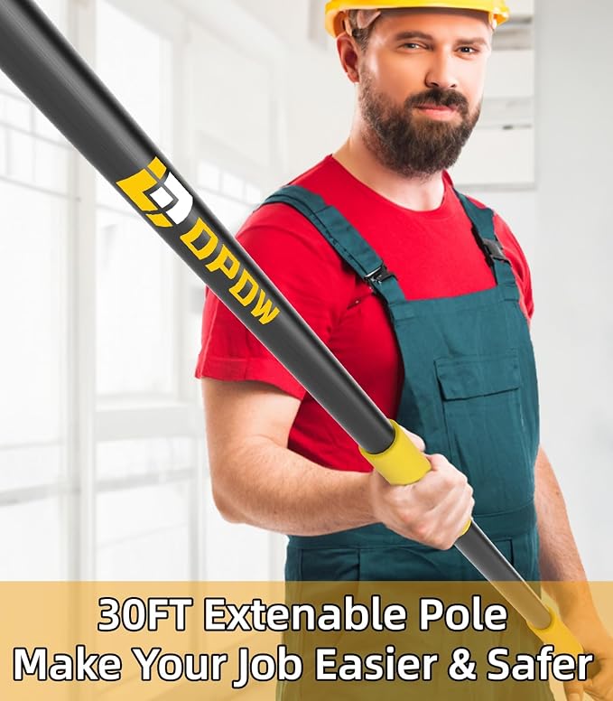 28 Foot High Ceiling Duster Kits with 24ft Heavy Duty Extension Pole, High Reach Duster for Cleaning,Microfiber Feather Duster,Cobweb Duster,Ceiling Fan Duster,Window Squeegee & Cleaner