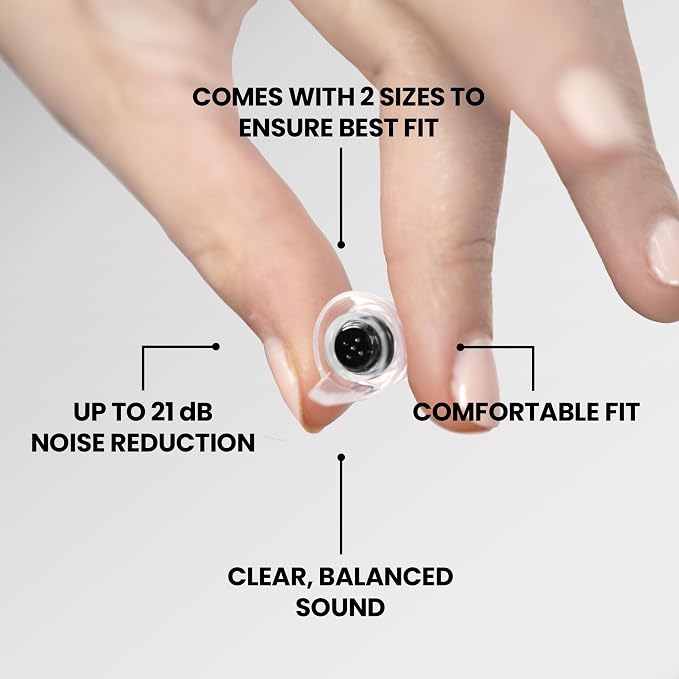 Eargasm Smaller Ears Blackout Earplugs for Concerts, Festivals, Musicians, Night-Life, Motorcycle Hearing Protection - Reusable Earplugs for Small Ear Canals, High Fidelity Noise Reduction up to 21 dB