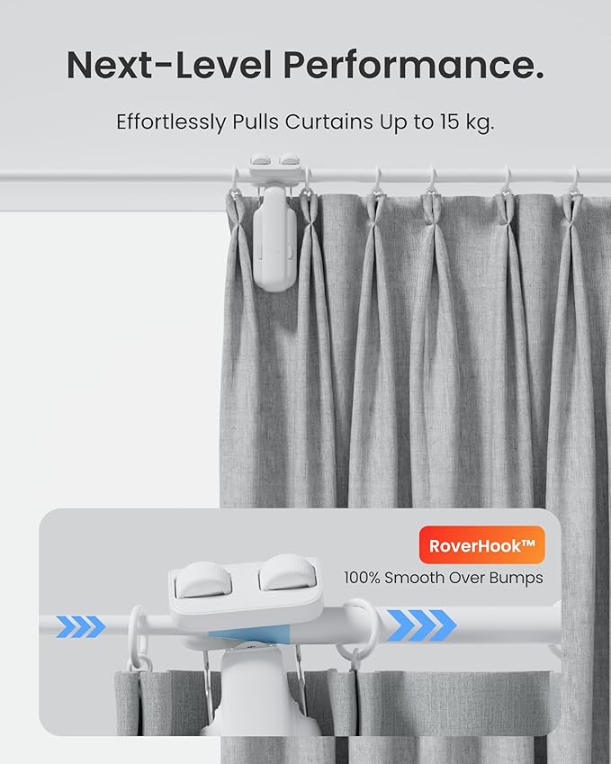 SwitchBot 2025 Automatic Curtain Opener 2 Packs with Remote, Bluetooth Remote Control, WiFi&APP Control, Upgraded High-Performance, Add Hub to Work with Alexa, Google Home, HomeKit