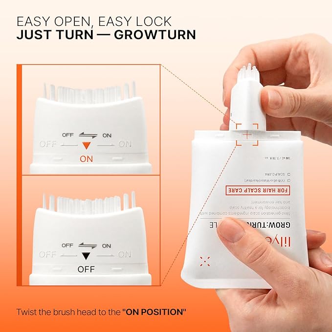 lilyeve GROWTURN Hair Growth Serum with Built-in Brush, Heartleaf-Derived Exosomes to Revitalize, Korean Hair Care, 3.38 fl. oz. (Pack of 4)