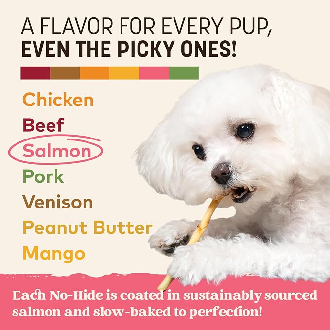 Earth Animal No Hide Stix - Long Lasting Rawhide Free Small Dog Chews Sticks, Salmon - 80 Count Extra Value Pack