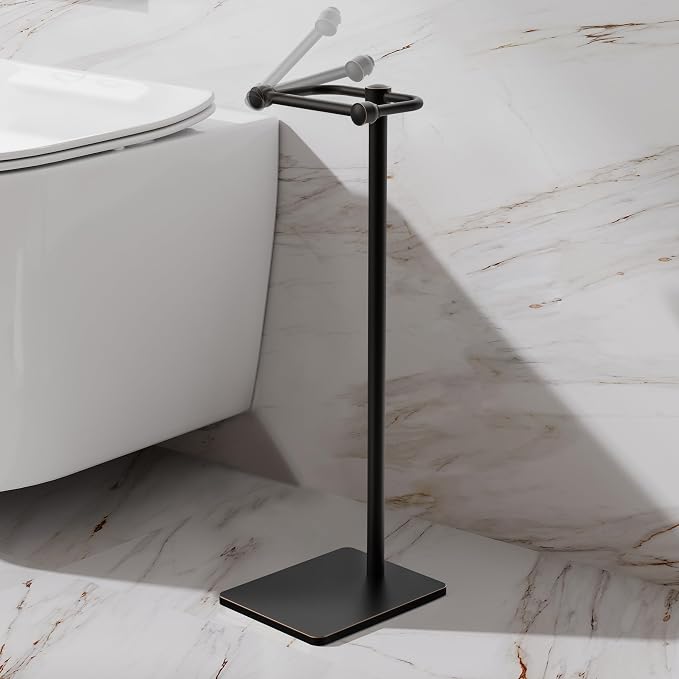 RUACQ Toilet Paper Holder Stand, Bathroom Toilet Paper Roll Holder Free Standing, Toilet Tissue Holder Stand with Post Pivoting Design, Stable Weighted Base, SUS304 Stainless Steel (Oil Rubbed Bronze)