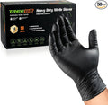 TREEGO 10 Mil Heavy Duty Black Nitrile Mechanic Gloves, 50 Count M | Diamond Grip, Latex & Powder Free for DIY Repairs, Home Garage, Motorcycle Maintenance & Everyday Projects