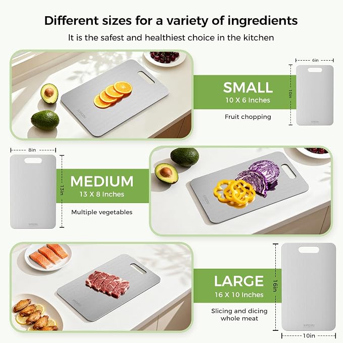 3 Piece Titanium Cutting Boards for Kitchen, Double-Sided Non-toxic Titanium Cutting Board, Dishwasher Safe Cutting Board for Meat, Vegetables, Fruits & Daily Food Prep