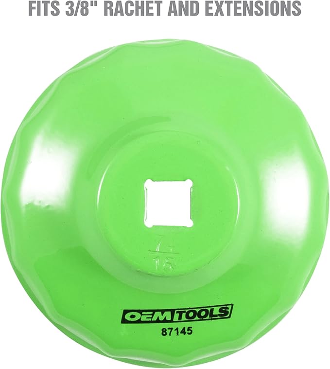 OEMTOOLS 87145 Oil Filter Removal Tool, 74mm 15 Flute Oil Filter Wrench, Compatible with Most GM and Chrysler Oil Filters, 3/8" Drive 74mm Oil Filter Wrench