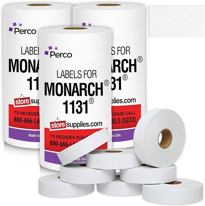 Pricing Labels for Monarch 1131 White - 60,000 Labels w/ 24 Rolls Value Pack, 3 Sleeves - Made in USA