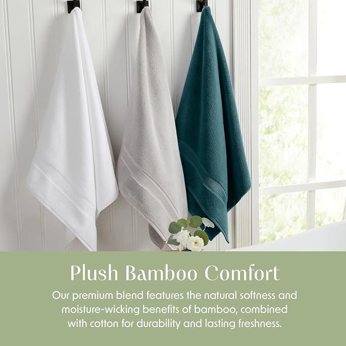 Springtree Home Luxury Bamboo Rayon Bath Towel Set | 6-Piece Set | Teal | 35% Bamboo Rayon - 65% Zero Twist Cotton | Absorbent Quick-Dry Towels for Bathroom | Ultra Soft | OEKO-TEX Standard 100