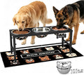 Extra Large Elevated Dog Bowls, 4 Adjustable Height with Three 101oz/3000ml Large Stainless Steel Bowls and Splash pad, Raised Dog Bowl Stand for Large and Extra Large Breeds