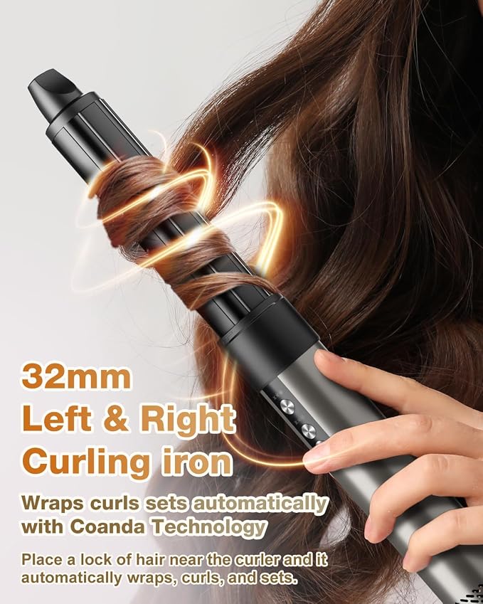 7MAGIC 6 in 1 Multi Hair Styler Dryer Brush, 110,000 RPM High-Speed, Negative Ionic, Fast Drying for Professional Blow Dry, Curling, Volumizing, Straightening and Styling, Silver