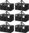 6 Pack Extra Heavy Duty Large Moving Bags with Strong Zipper & Comfortable Handles, Sturdy & Durable Clothes Storage Bags Totes Bins, Packing Moving Boxes for College Supplies, Black | Comfortable Handles, Sturdy & Durable Clothes Storage Bags Totes Bi...